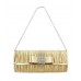 Evening Bag - Pleated Clutch w/ Metal Mesh Accent Bow Flap - Gold - BG-92055G
